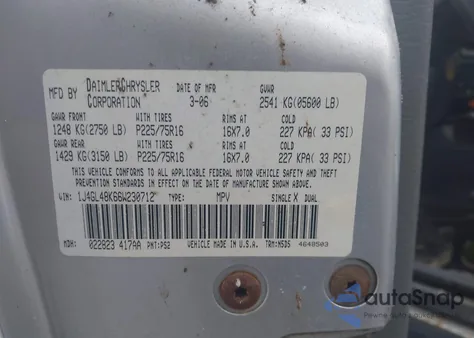 2006 Jeep Liberty Sport from USA, damaged, VIN 1J4GL48K66W230712